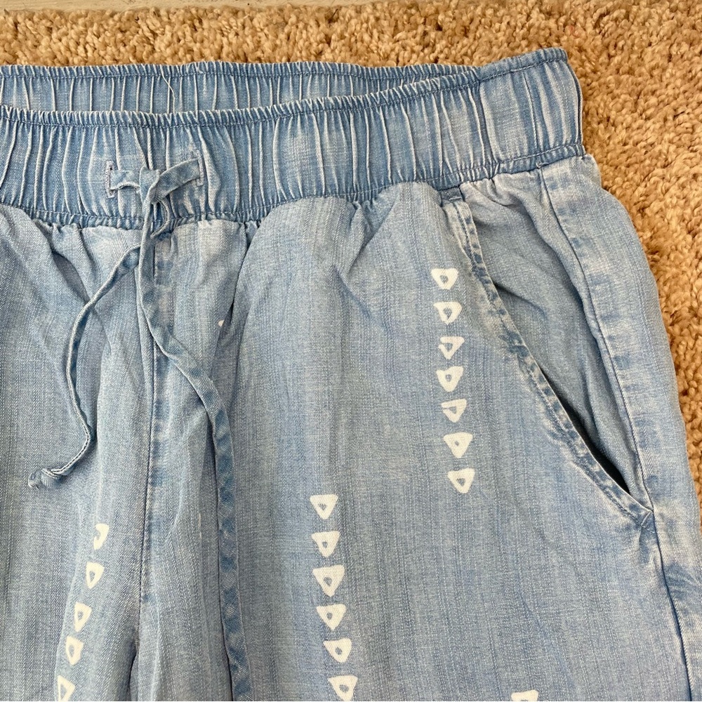 Anthropologie Cloth & Stone Chambray Wide-Leg Split Hem Pull-On Pants Size Small - Picture 6 of 16
